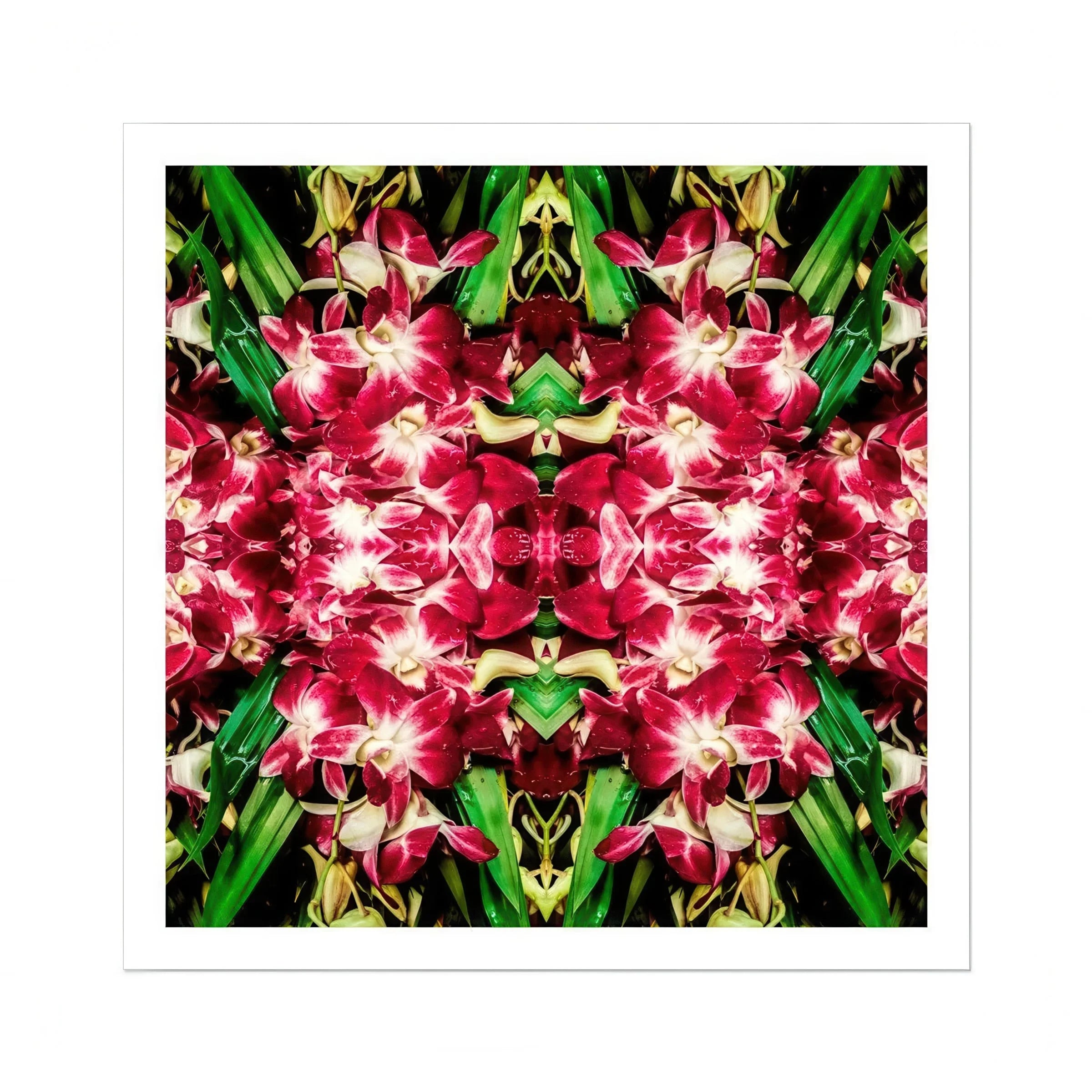 Ruby Reds - Bkk Flower Market Orchid Op Art Print