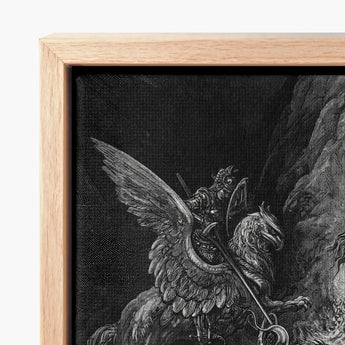 Ruggiero Rescuing Angelica - Gustave Dore Art Print / Canvas Black White Engraved Winged Lion Framed, Angelica’s Chains Shimmer Prints