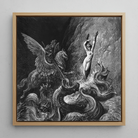 Ruggiero Rescuing Angelica - Gustave Dore Framed Canvas, 12x12’’ / 31x31cm / Natural Floating Frame, Framed Black White Print Mythological