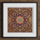 Russian Embroidery - Matthew Digby Wyatt Art Print, 12x12’’ / 31x31cm / Black Frame / 2’’ Matboard, Framed Ornate Red Gold Textile Art
