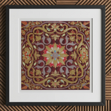 Russian Embroidery - Matthew Digby Wyatt Art Print, 12x12’’ / 31x31cm / Black Frame / 2’’ Matboard, Framed Ornate Red Gold Textile Art