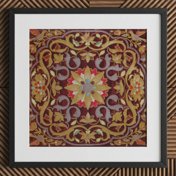 Russisch Borduurwerk - Matthew Digby Wyatt Kunstafdruk, 12x12’’ / 31x31cm / Zwarte Lijst / 2’’ Passe-partout, Posters Prints & Visuele Kunst, Toby