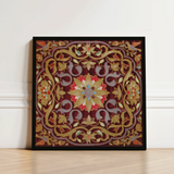 Square-framed Piece Ornate Embroidered Artwork Central Golden Floral Matthew Digby Wyatt, Russian Embroidery Art, Tsarist Splendor Created