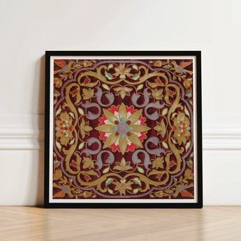 Square-framed Piece Ornate Embroidered Artwork Central Floral Motif Matthew Digby Wyatt, Russian Embroidery Art, Tsarist Splendor Created