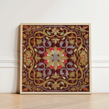 Square-framed Embroidered Wall Art Rich Burgundy Background Intricate Matthew Digby Wyatt, Russian Embroidery, Tsarist Splendor Created