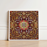 Square-framed Piece Ornate Embroidered Artwork Central Golden Floral Matthew Digby Wyatt, Russian Embroidery Art, Tsarist Splendor Created