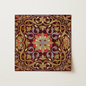 Russian Embroidery - Matthew Digby Wyatt Art Print / Canvas Rich Burgundy Velvet Square Panel Adorned Intricate Gold Matthew Digby Wyatt,