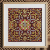 Russian Embroidery - Matthew Digby Wyatt Art Print / Canvas Square-framed Embroidered Artwork Rich Burgundy Background Intricate Gold