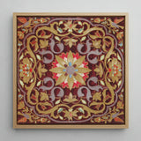Russian Embroidery - Matthew Digby Wyatt Art Print / Canvas Square-framed Embroidered Artwork Rich Maroon Velvet Background Intricate