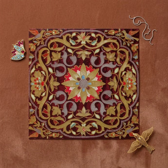 Russian Embroidery - Matthew Digby Wyatt Art Print / Canvas Square Rich Burgundy Invitation Card Adorned Intricate Gold, Tsarist Splendor