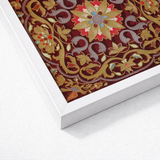 Framed Artwork Intricate Floral Pattern Gold Burgundy Muted Matthew Digby Wyatt, Russian Embroidery Art, Tsarist Splendor Created