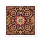 Russian Embroidery Matthew Digby Wyatt Art Print, Ornate Floral Medallion Pattern Golden Scrollwork Burgundy Background