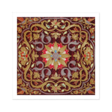Russian Embroidery - Matthew Digby Wyatt Art Print, Ornate Floral Medallion Pattern Golden Scrollwork Burgundy Background