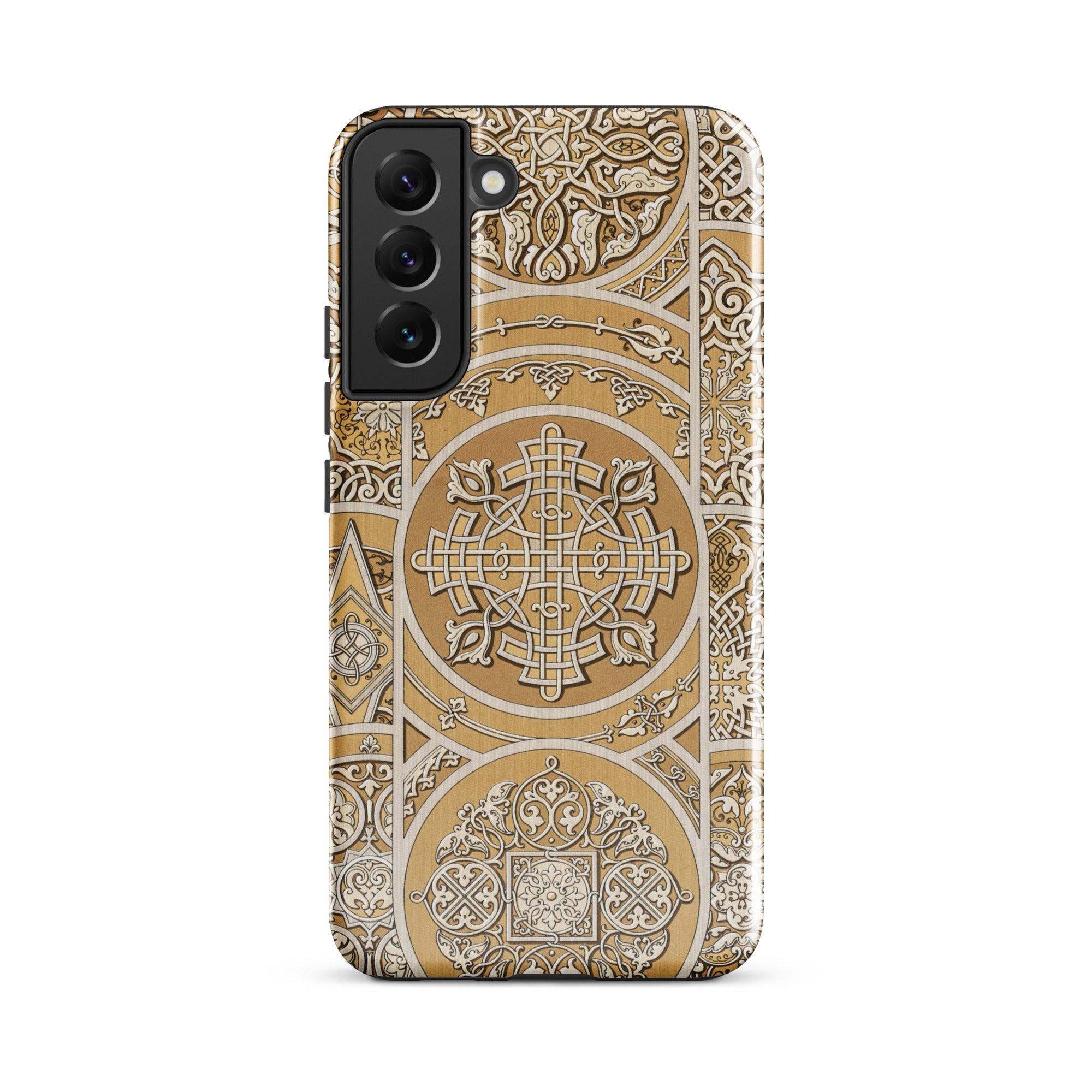 Russian Pattern Auguste Racinet Samsung Case, Galaxy S22 Plus / Matte, Smartphone Case Intricate Embossed Gold Beige Patterns
