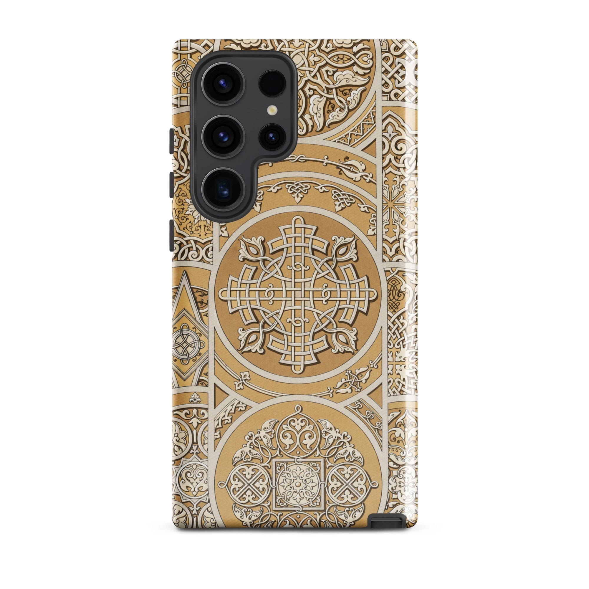 Russian Pattern Auguste Racinet Samsung Case, Galaxy S23 Ultra / Matte, Gold White Ornate Phone Case