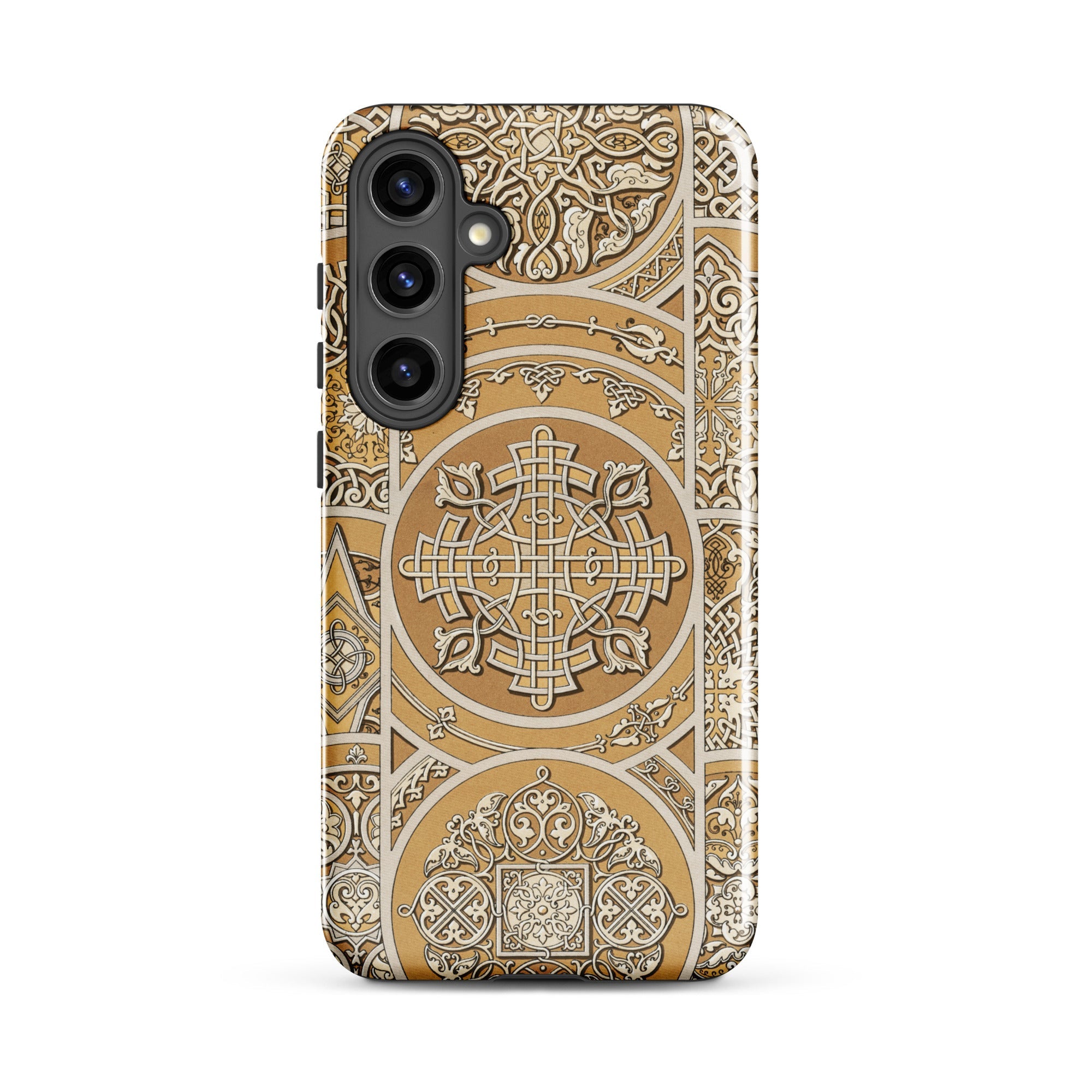 Russian Pattern Auguste Racinet Samsung Case, Galaxy S24 Plus / Matte, Smartphone Case Intricate Gold Beige Celtic Knotwork Geometric