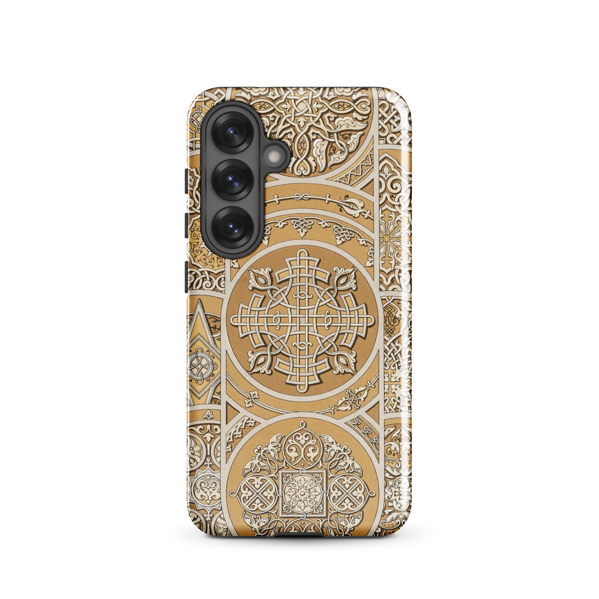 Russian Pattern Auguste Racinet Samsung Case, Galaxy S25 / Matte, Smartphone Case Intricate Embossed Gold Brown Ornate Pattern