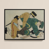 Buggering the Russian Framed Canvas, 16x12’’ / 41x31cm / Black Floating Frame, Green Military Uniform Wall Art Black Frame