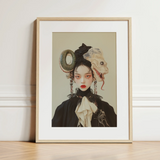 Ryoko - Lesbian Dragon Queen Art Print / Canvas, 12x16’’ / 31x41cm / Natural Frame / Matboard, Posters Prints & Visual Artwork, Toby Leon