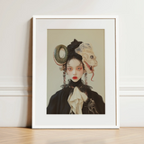 Ryoko - Lesbian Dragon Queen Art Print / Canvas, 12x16’’ / 31x41cm / White Frame / Matboard, Posters Prints & Visual Artwork, Toby Leon
