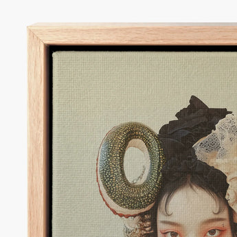 Framed Artwork Surreal Portrait Intricate Black Lace Ruffled Lesbian Dragon Queen, Ethereal Force Wrapped, Art