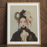 Ryoko - Lesbian Dragon Queen Art Print / Canvas Wooden Framed Portrait Person Elaborate Headdress Dark Clothing Lesbian Dragon Queen,