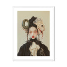 Ryoko - Lesbian Dragon Queen Art Print, Gothic-style Portrait Elaborate Victorian-inspired Fashion Ornate Hair Accessories