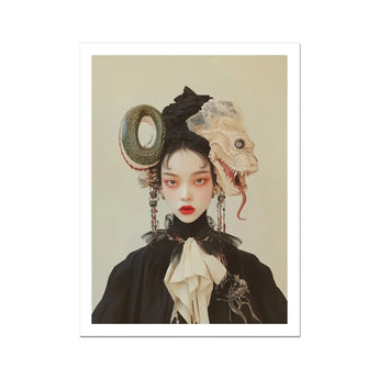 Ryoko - Lesbian Dragon Queen Art Print, Portrait Woman Elaborate Gothic-inspired Costume Makeup Fantastical Headdress