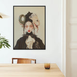 Ryoko - Lesbian Dragon Queen Framed Canvas, Framed Portrait Woman Fantastical Headdress
