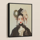 Ryoko - Lesbian Dragon Queen Framed Canvas, Framed Portrait Woman Fantastical Headdress