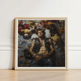 Framed Art Print Man Black Leather Vest Surrounded Gay Biker Homoerotic