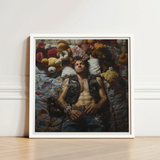 Framed Art Print Man Black Leather Vest Tattoos Gay Biker Homoerotic