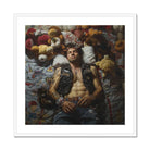 Sacked - Lowbrow Homoerotic Gay Biker Art Print, Shirtless Person Denim Vest Among Stuffed Animals