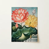 Sacred Egyptian Bean - Robert John Thornton Art Print / Canvas Vibrant Botanical Print Pink Lotus Golden-yellow Detailed Green Robert John