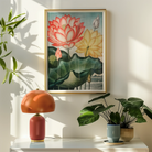 Sacred Egyptian Bean - Robert John Thornton Art Print, Framed Painting Lotus Flowers Green Leaves