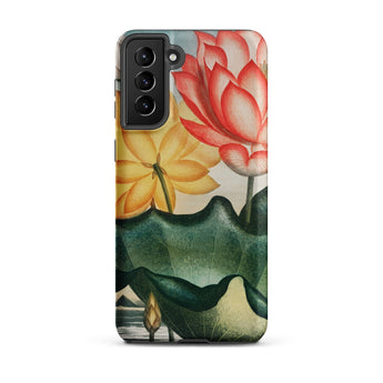 Sacred Egyptian Bean - Robert John Thornton Phone Case Samsung Galaxy S21 Plus / Matte Phone Case Detailed Illustration Pink Yellow Lotus