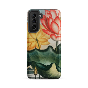 Sacred Egyptian Bean - Robert John Thornton Samsung Case, Galaxy S21 Fe / Matte, Smartphone Case Vibrant Floral Design Lotus Flowers Leaves