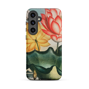 Sacred Egyptian Bean - Robert John Thornton Samsung Case, Galaxy S24 Plus / Matte, Smartphone Case Vibrant Floral Design Pink Yellow Lotus