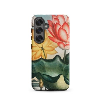 Sacred Egyptian Bean - Robert John Thornton Samsung Case, Galaxy S25 / Matte, Smartphone Case Vibrant Floral Design Red Yellow Lotus