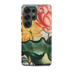 Sacred Egyptian Bean - Robert John Thornton Samsung Case, Galaxy S25 Ultra / Matte, Smartphone Case Vibrant Floral Design Red Yellow Lotus