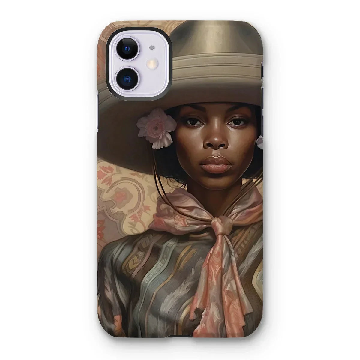 Sadie - Black Sapphic Cowgirl Iphone Case, 11 / Matte, Phone Case Portrait Woman Elegant Hat Flower