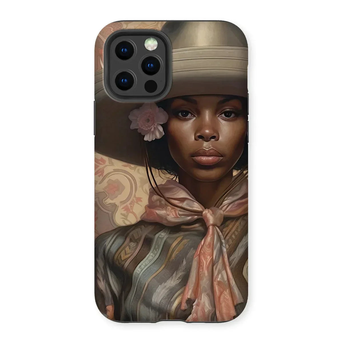 Sadie - Black Sapphic Cowgirl Iphone Case, 12 Pro / Matte, Phone Case Portrait Woman Elegant Hat Flower