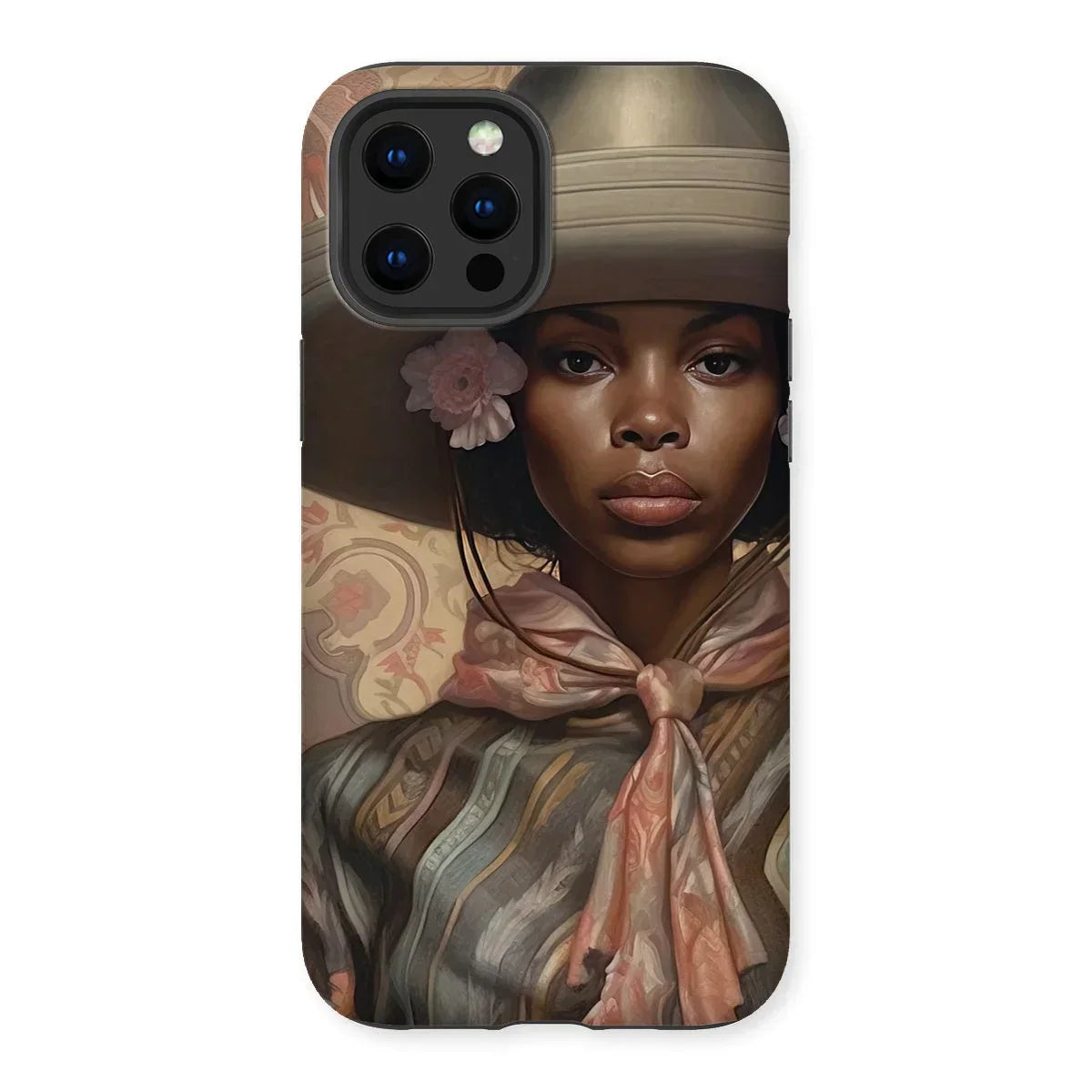 Sadie - Black Sapphic Cowgirl Iphone Case, 12 Pro Max / Matte, Phone Case Portrait Woman Elegant Hat Flower Silk
