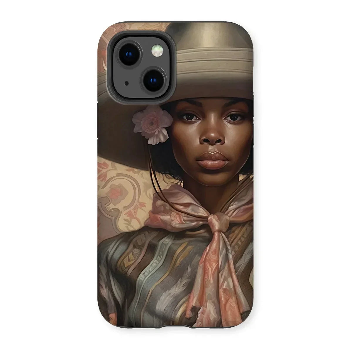 Sadie - Black Sapphic Cowgirl Iphone Case, 13 / Matte, Phone Case Portrait Woman Wide-brimmed Hat Elegant Attire
