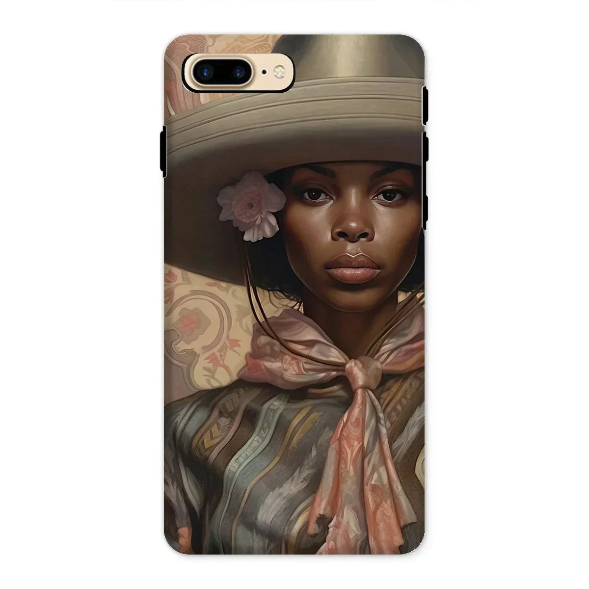 Sadie - Black Sapphic Cowgirl Iphone Case, 8 Plus / Matte, Phone Case Portrait Woman Elegant Hat Flower