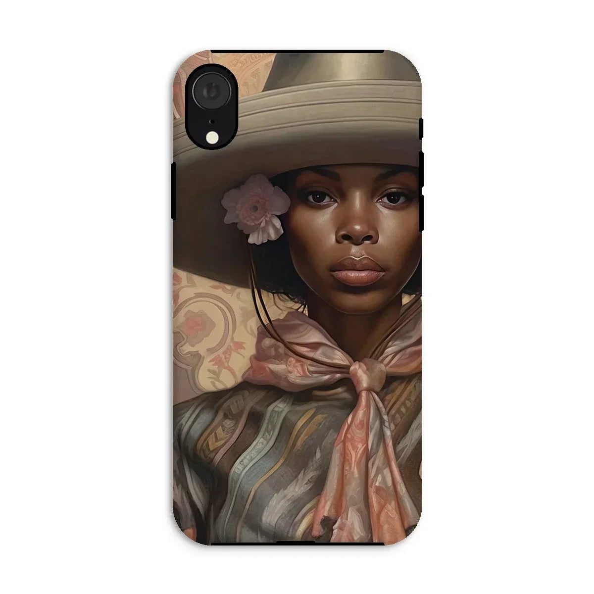 Sadie - Black Sapphic Cowgirl Iphone Case, Xr / Matte, Phone Case Portrait Woman Wide-brimmed Hat Floral Scarf