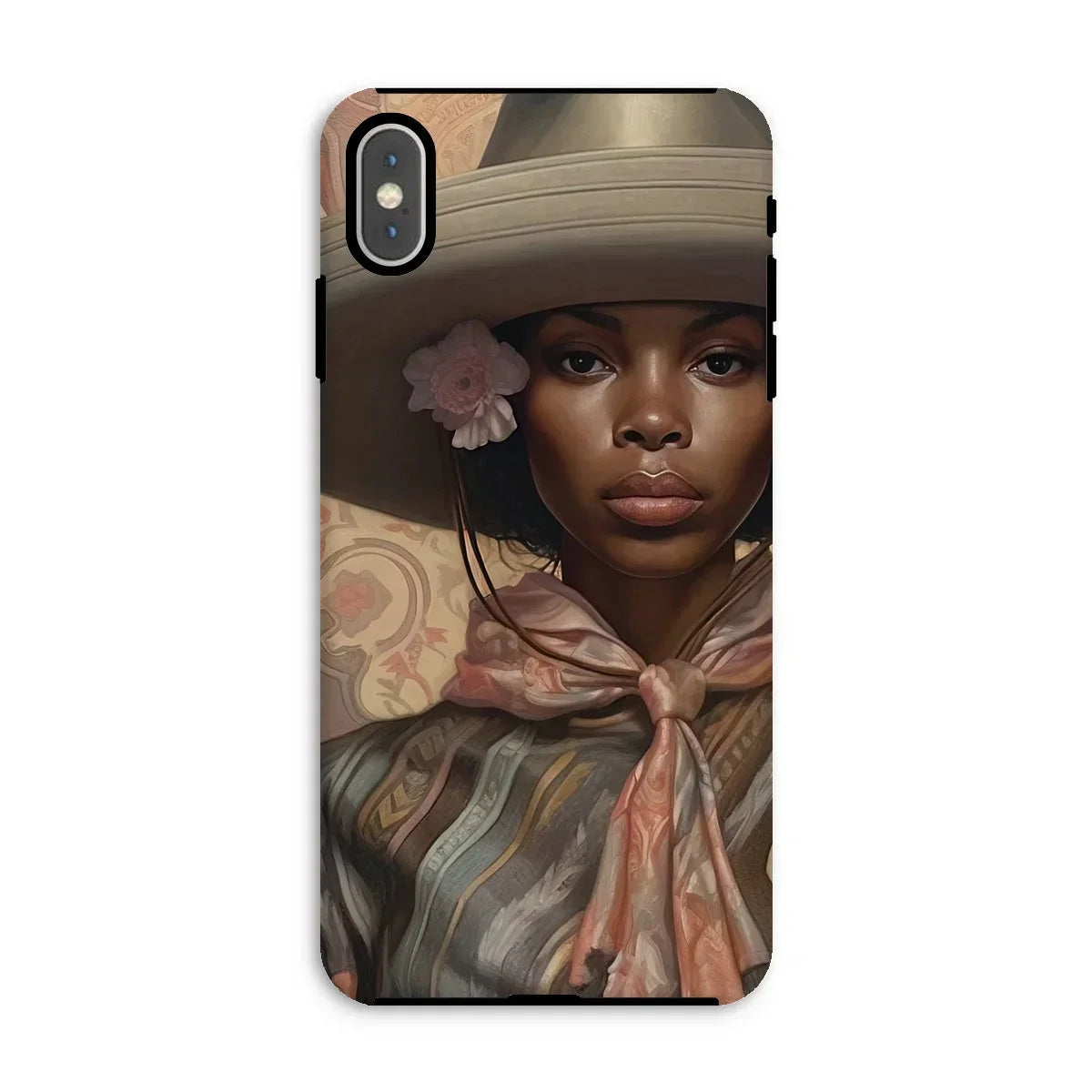 Sadie - Black Sapphic Cowgirl Iphone Case, Xs Max / Matte, Phone Case Portrait Woman Wide-brimmed Hat Flower Elegant