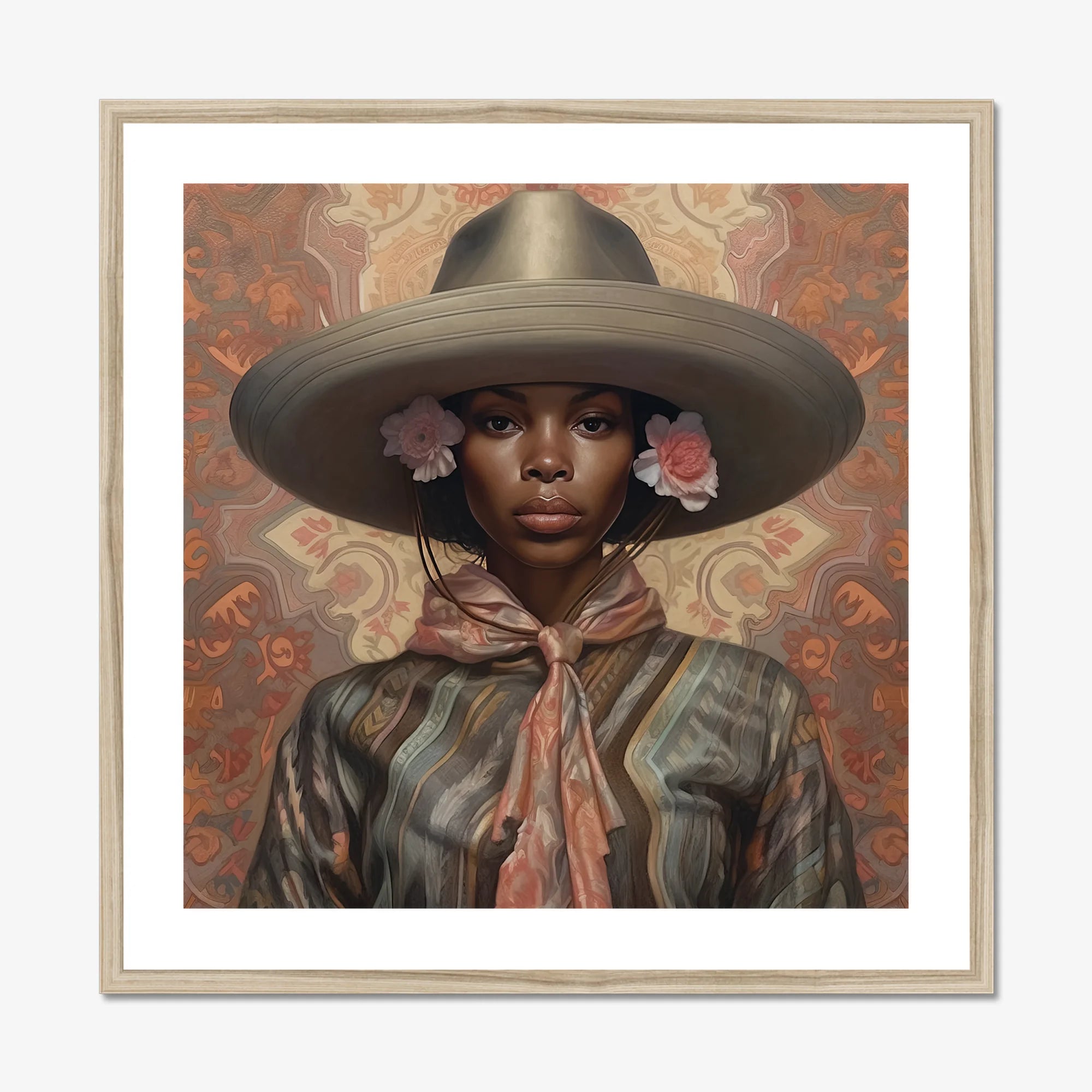Sadie - Lesbian Black Cowgirl Art Print, Framed Portrait Woman Hat