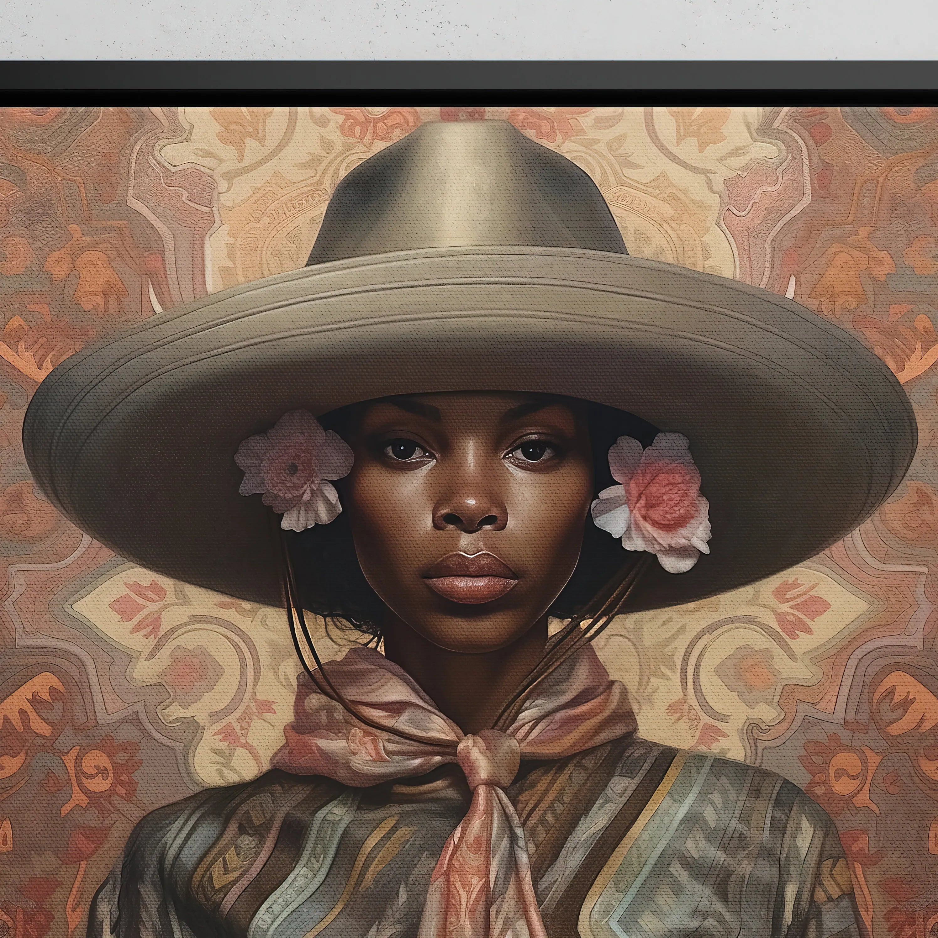 Sadie - Lesbian Black Cowgirl Framed Canvas - Sapphic Art - Posters Prints & Visual Artwork - Aesthetic Art