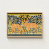 Framed Artwork Two Stylized Deer Spotted Coats Antlers Maurice Pillard Verneuil, Art Nouveau Print, Woodland Realm